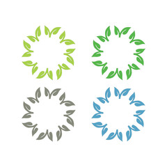 NATURAL PRODUCT LEAVES IN CIRCLE SIGN SYMBOL LOGO
