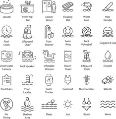 Swimming Pool Icons Vector Illustration.