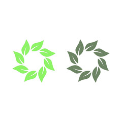 NATURAL PRODUCT LEAVES IN CIRCLE SIGN SYMBOL LOGO
