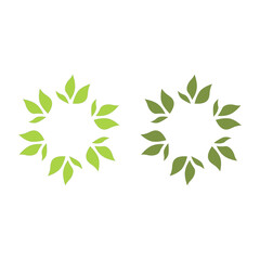 NATURAL PRODUCT LEAVES IN CIRCLE SIGN SYMBOL LOGO
