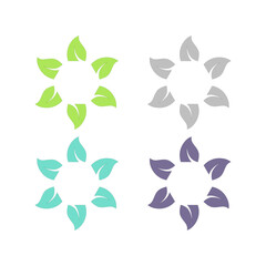 NATURAL PRODUCT LEAVES IN CIRCLE SIGN SYMBOL LOGO

