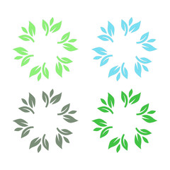 NATURAL PRODUCT LEAVES IN CIRCLE SIGN SYMBOL LOGO
