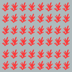 RED CORALS ON GREY SUMMER VINTAGE PATTERN TEXTURE BACKGROUND WALLART