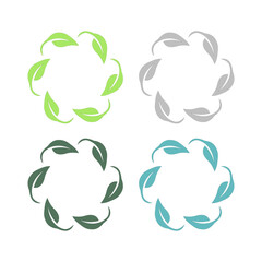 NATURAL PRODUCT LEAVES IN CIRCLE SIGN SYMBOL LOGO
