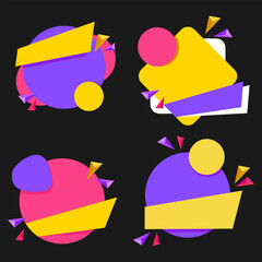 Colorful geometric banners and speech bubbles in modern abstract style. Ideal for social media, ads, or creative design elements.