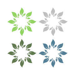 NATURAL PRODUCT LEAVES IN CIRCLE SIGN SYMBOL LOGO
