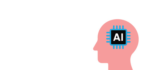 AI Human Head Chip Icon Set Vector – Artificial Intelligence, Smart Brain, and Digital Thinking Symbols. Transparent background