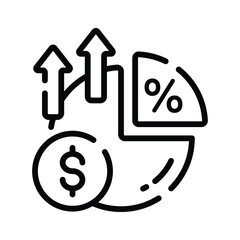 A outline style icon showing stock market shares