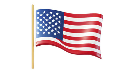 Obraz premium Shiny American flag waving on a transparent background, PNG image, PNG file.