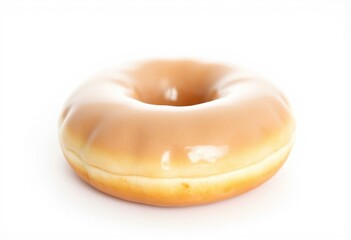 A single glazed donut on a simple white background