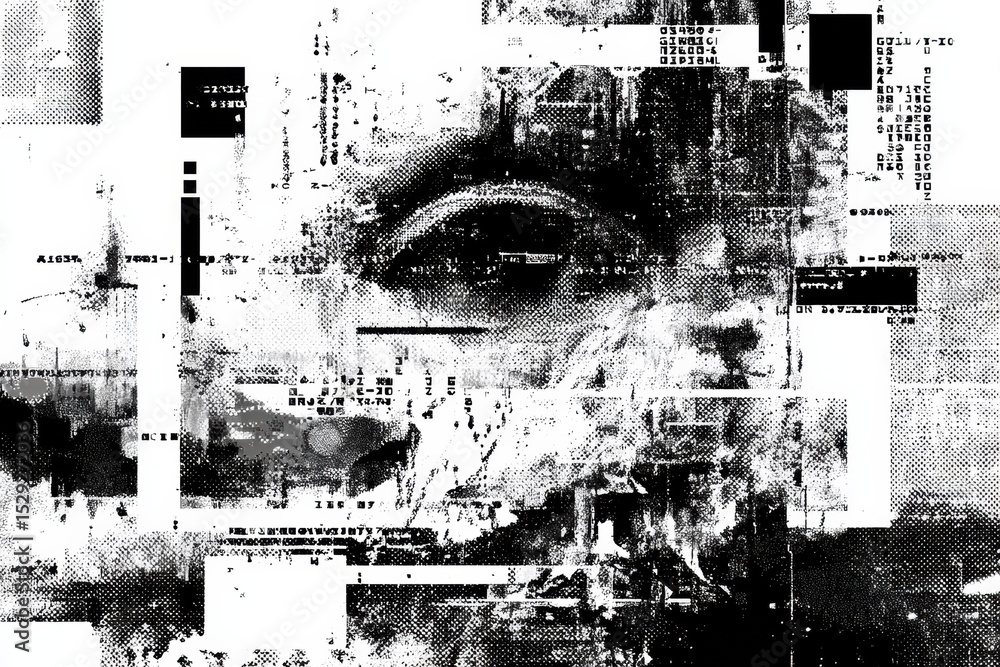 Poster Fragmented Digital Captcha With Broken Elements Reveals Minimal Top Zone and Complex Patterns