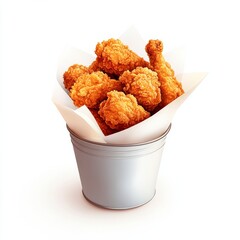 Crispy Fried Chicken in a Bucket with Paper Liners,Food ,Takeaway