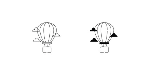 Hot Air Balloon set icon with white background vector stock illustration