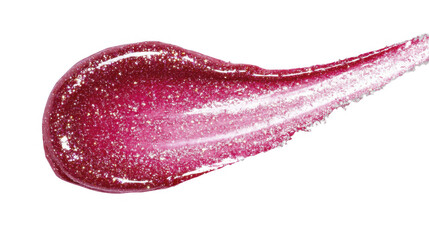 Crimson lip gloss smear with sparkles on a transparent background, PNG image, PNG file.