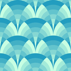 Abstract repeating geometric seamless pattern. Blue waves. Vector