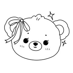 Cute bear with pink bow decoration cartoon illustration