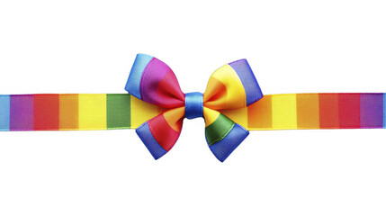 Rainbow ribbon bow with stripes on a transparent background, PNG image, PNG file.