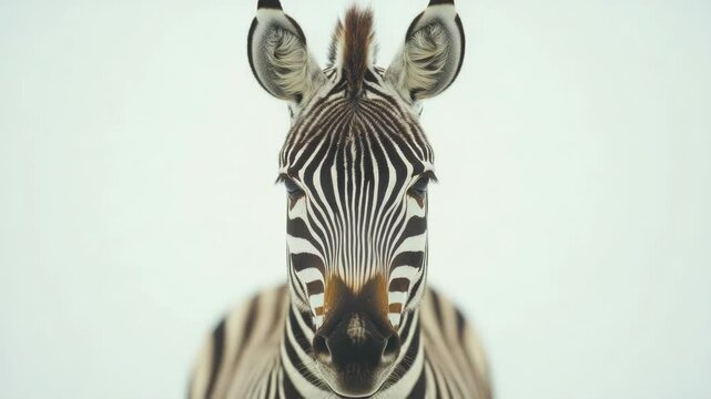 A zebra looking directly at the camera in a close-up shot
