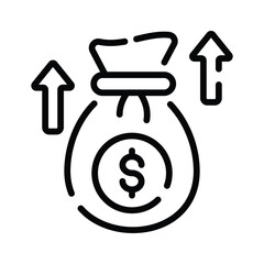 A outline style icon of fast money growth