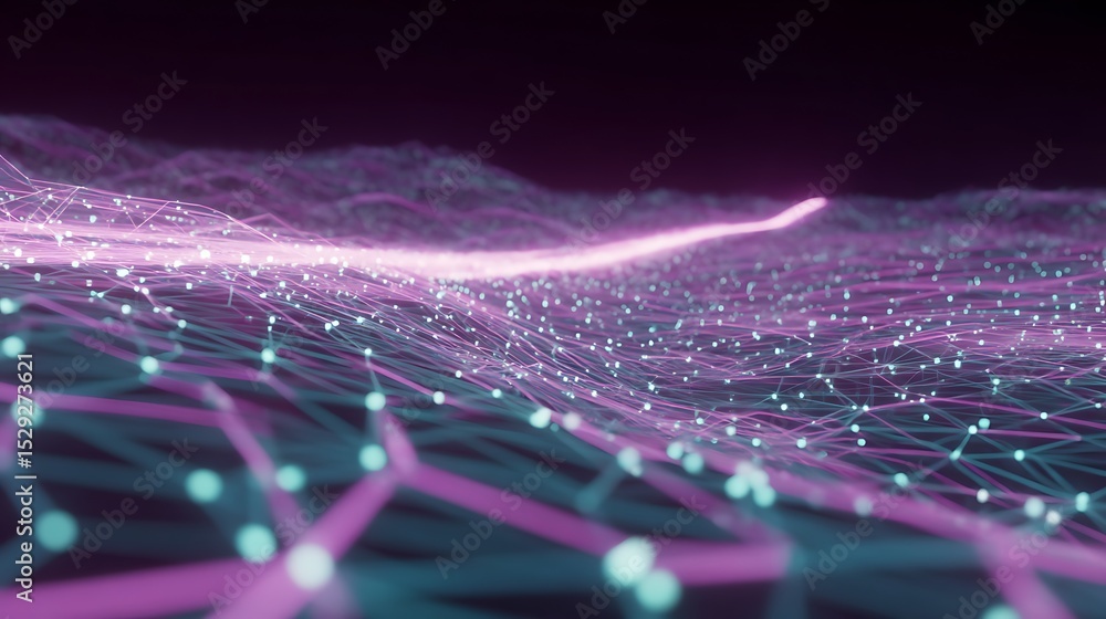 Poster abstract glowing network with connecting lines