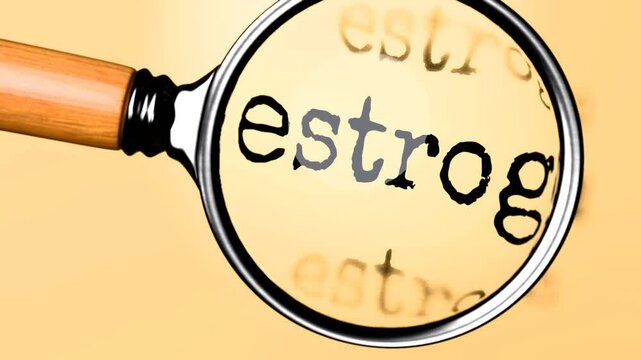 Estrogen under careful examination. Focusing on Estrogen, analyzing it, taking a closer look. Concentrating on Estrogen, targeting and reviewing it, searching for answers