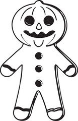 Festive Halloween Gingerbread Man with Pumpkin Head Spooky Cookie Character for Holiday Baking and Decorations