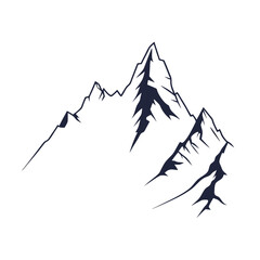 Mountain silhouette icon vector set for logo. Mountain silhouette vector icon illustration. Rocky peaks. Mountains ranges. Black and white mountain icon.
