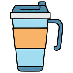 travel mug tumbler drink beverage flat color vector illustration template design