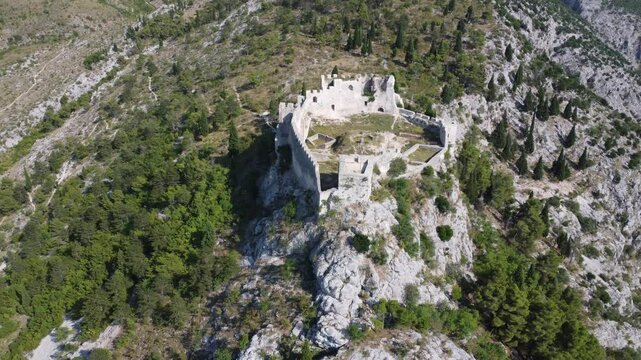 Fortress of Herceg Stjepan Vukcic Kosaca in Blagaj. Aerial view