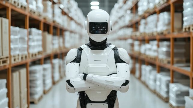 Futuristic Warehouse Automated by Cutting Edge Intelligence Technology for Efficient Inventory Management and Logistics
