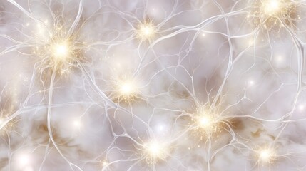 Naklejka premium Abstract Neural Network Illustration With Golden Sparkle Detail