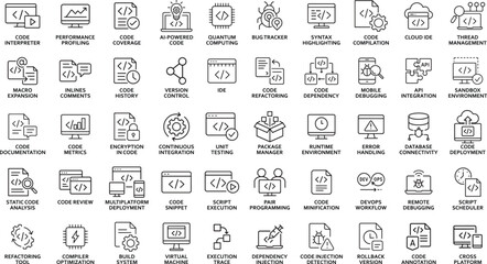 Programming Icons: Vector Set of Software Development Elements.