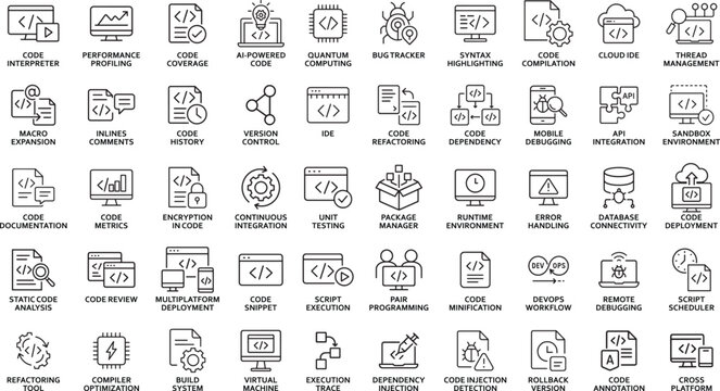 Programming Icons: Vector Set of Software Development Elements.