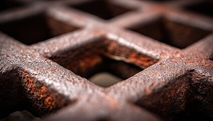 Rusty Metal Grid Pattern Closeup
