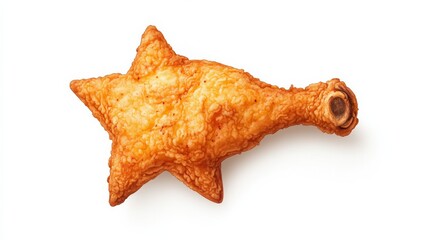 Fototapeta premium Star Shaped Fried Chicken Leg on White, FastFood , Crispy