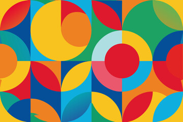 Obraz premium Vibrant Geometric Abstract Art Colorful Circles and Shapes Seamless Pattern Design
