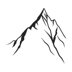 Mountain silhouette icon vector set for logo. Mountain silhouette vector icon illustration. Rocky peaks. Mountains ranges. Black and white mountain icon.