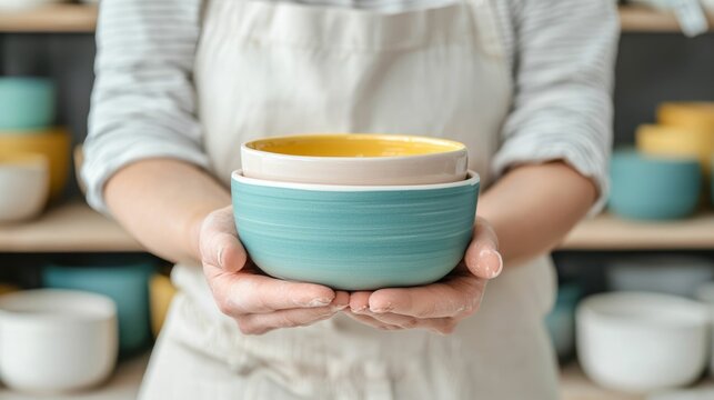 Handcrafted Pottery Workshop Filled with Creativity and Cheerful Expression A Cozy and Inspiring Space Showcasing the Art of Ceramic Craftsmanship