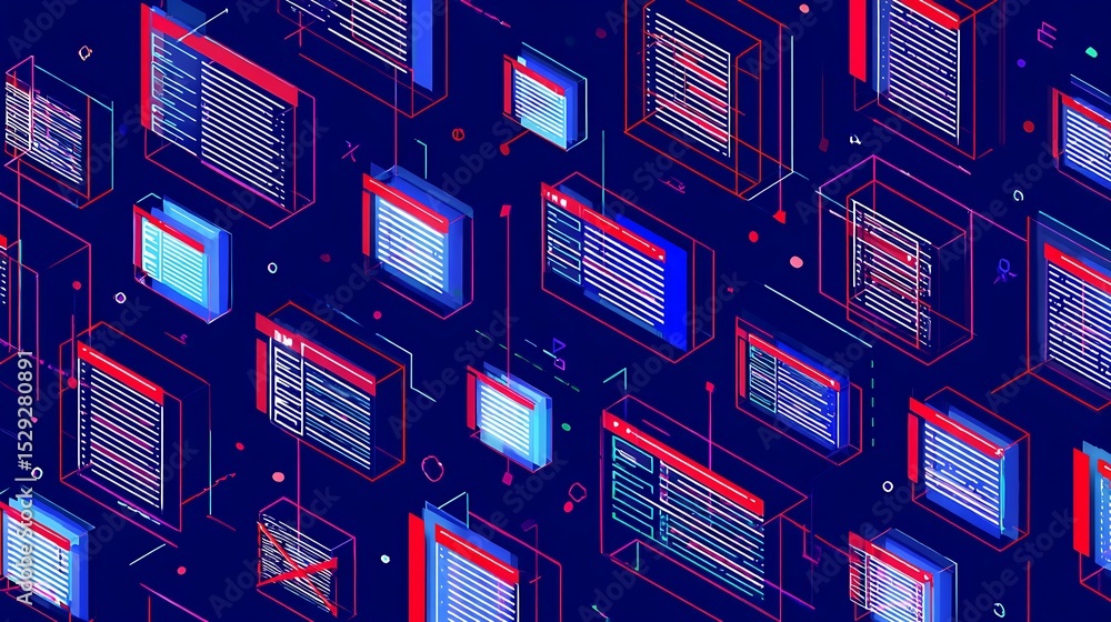 Poster isometric data windows network representation