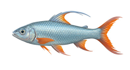 Isolated Silver Barb Fish