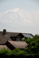 Air Pollution in the Alps - Haze on the Mont Blanc in France from air pollution caused by wild fires 