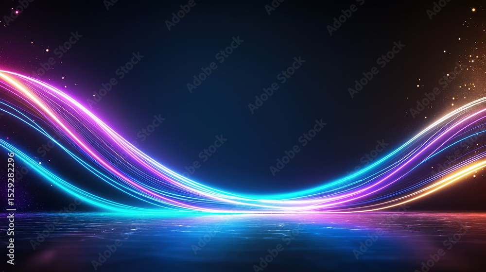 Poster colorful light waves create a mesmerizing visual effect