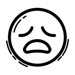 Outline style emoji expressing frustration or disappointment. Features downturned eyes and an open mouth, conveying a feeling of sadness, regret, overwhelmed, negative emotions, downcast mood