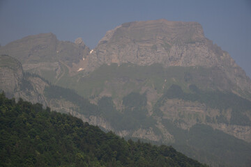 Air Pollution in the Alps - Haze on the Mont Blanc in France from air pollution caused by wild fires 