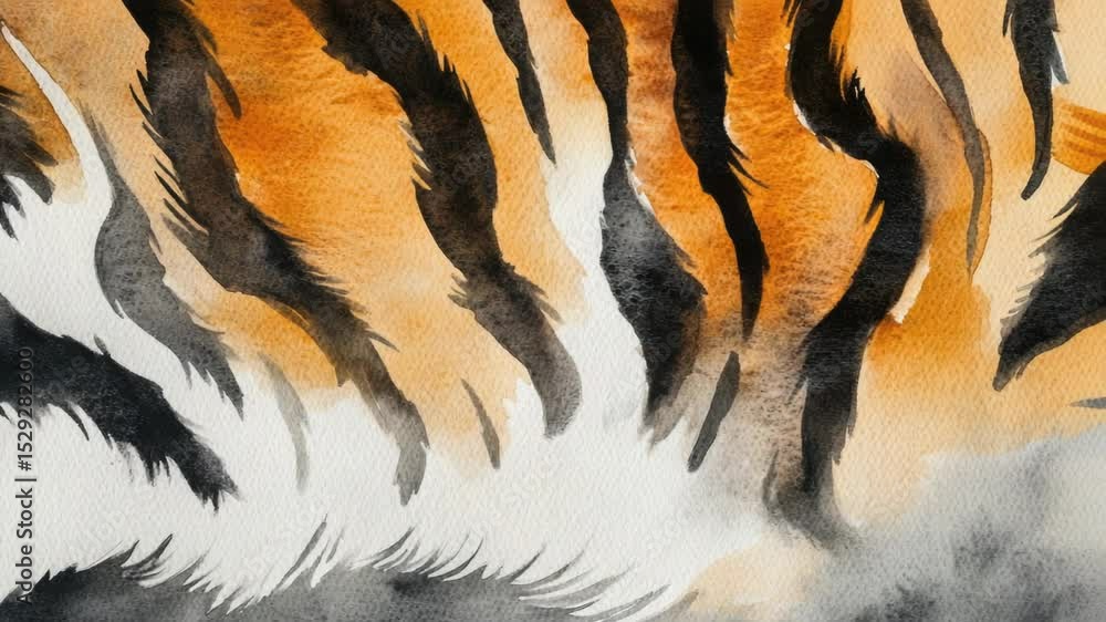 Poster close-up view of a tiger's fur texture and pattern