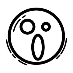 Fototapeta premium Outline style emoji expressing intense shock or surprise. Features a huge, round eye and one smaller, wide-open mouth, giving a sense of sudden disbelief or alarm. Fit for reacting to astonishing news