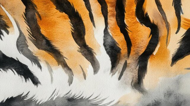 Close-up view of a tiger's fur texture and pattern