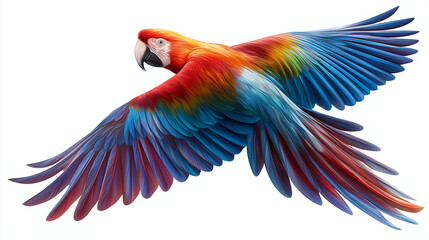 Obraz premium Vibrant parrot mid-flight with wings spread wide and colorful feathers