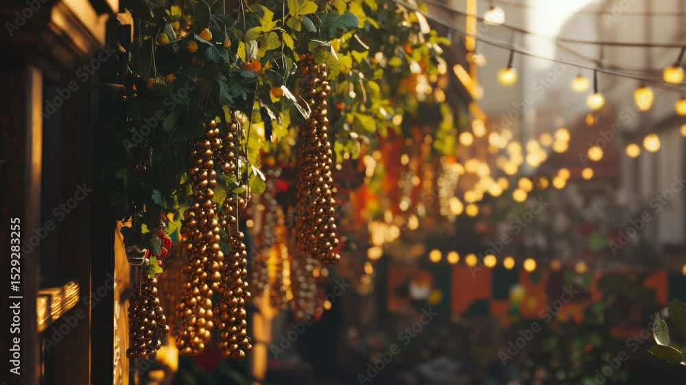 Poster A tree decorated with colorful string lights for a festive occasion