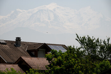 Air Pollution in the Alps - Haze on the Mont Blanc in France from air pollution caused by wild fires 